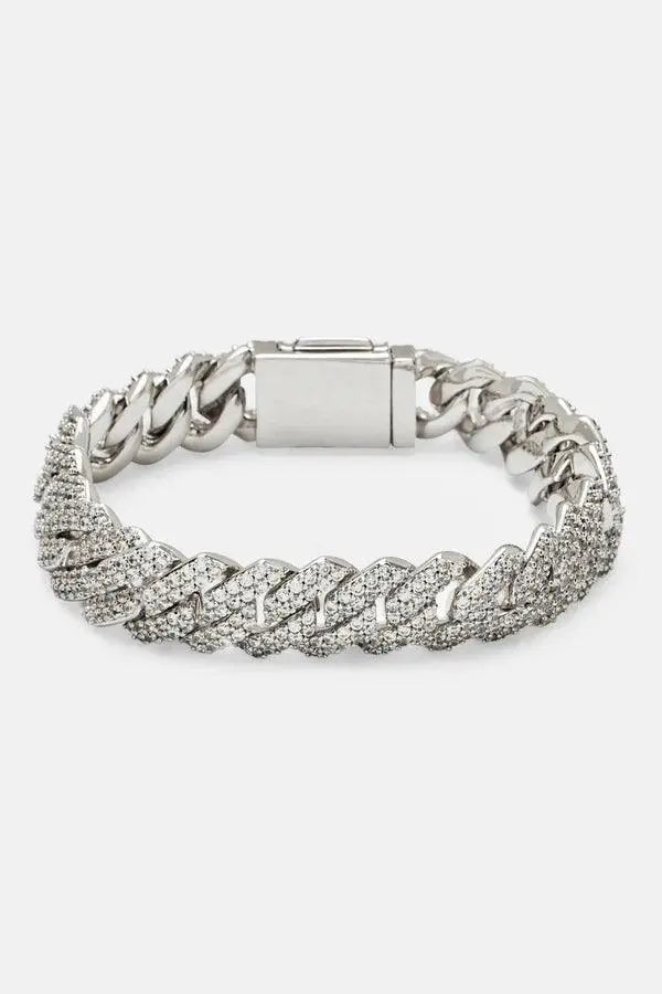 Bracelet Maille Cubaine Diamant à Griffes 8MM
