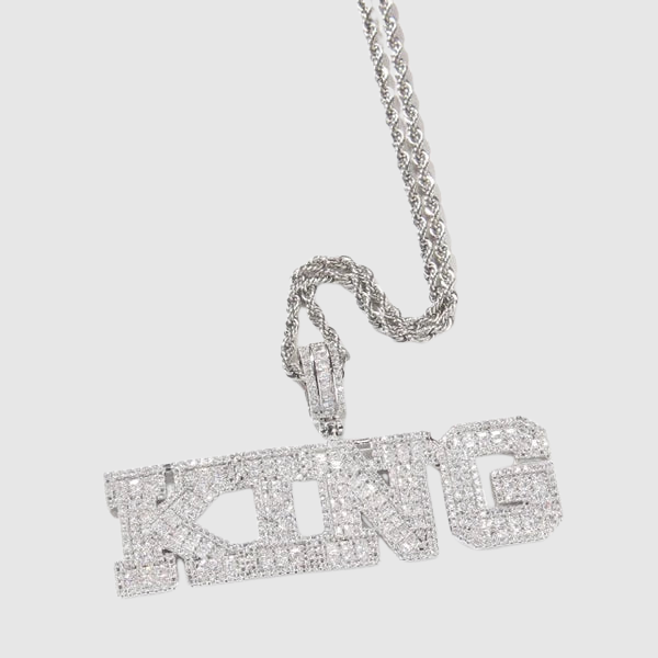 Pendentif Lettre Personnalisée Baguette VVS - Or Blanc