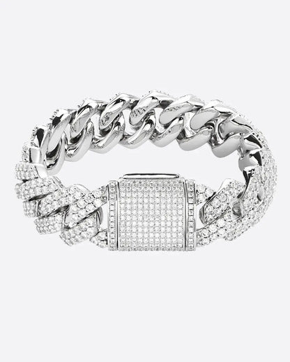 Chaîne Maille Cubaine Miami à Griffes 18mm - Or Blanc