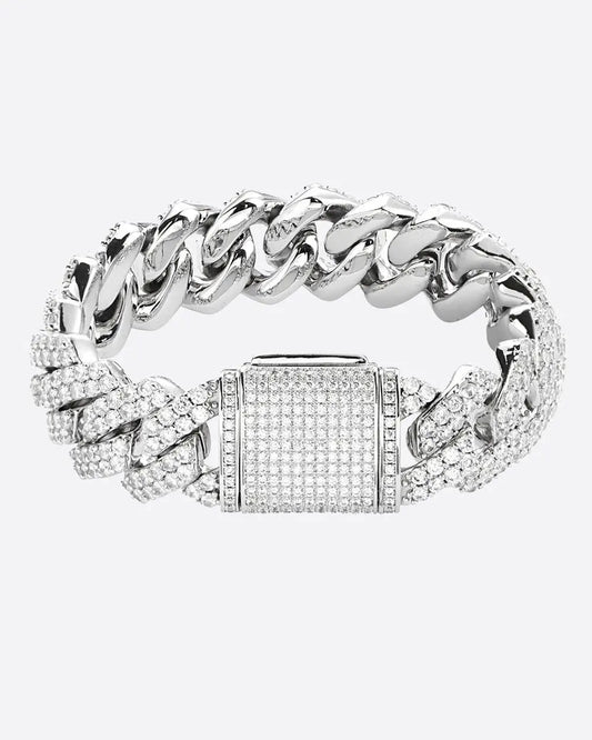 Chaîne Maille Cubaine Miami à Griffes 18mm - Or Blanc