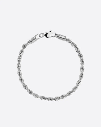 Bracelet Maille Corde 3mm - Or Blanc