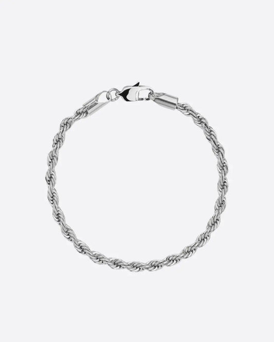 Bracelet Maille Corde 3mm - Or Blanc