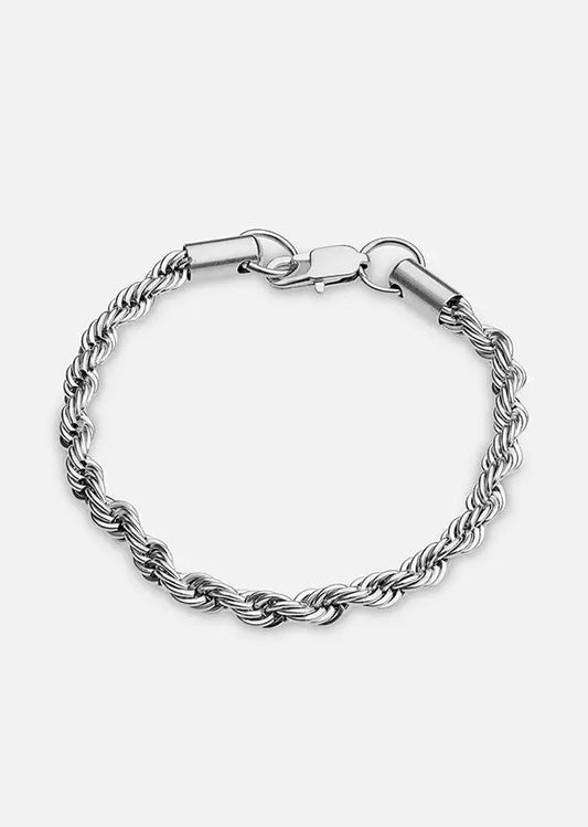 Bracelet Maille Corde 5mm - Or Blanc