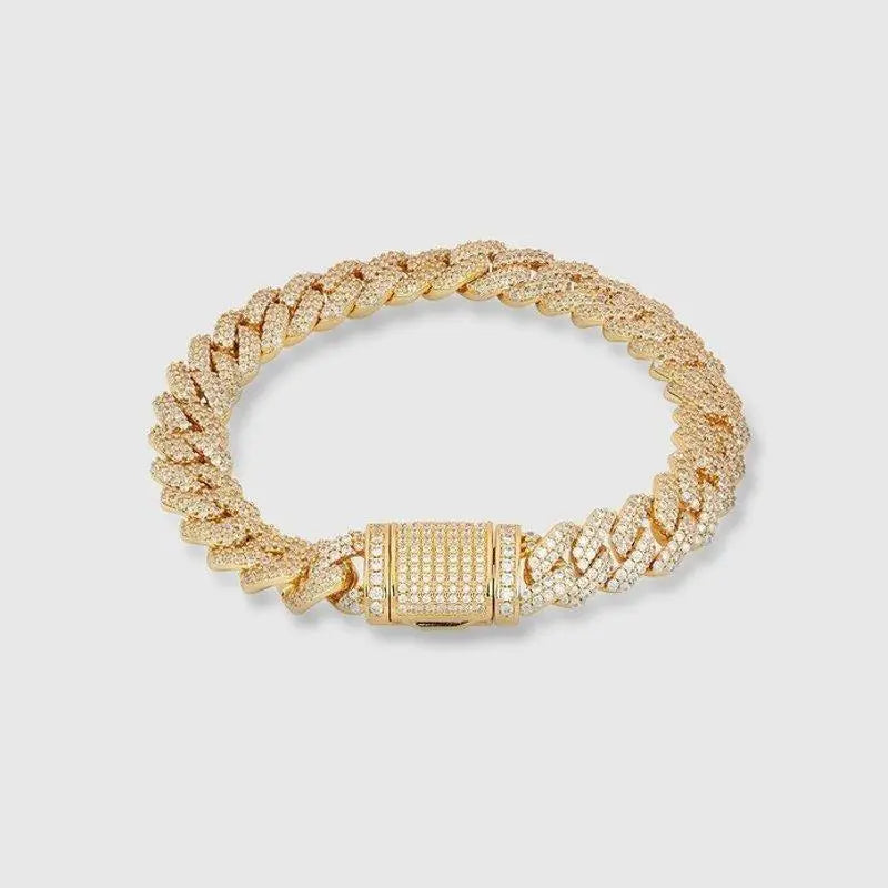 Bracelet Maille Cubaine Diamant à Griffes 8MM