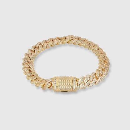 Bracelet Maille Cubaine Diamant à Griffes 8MM