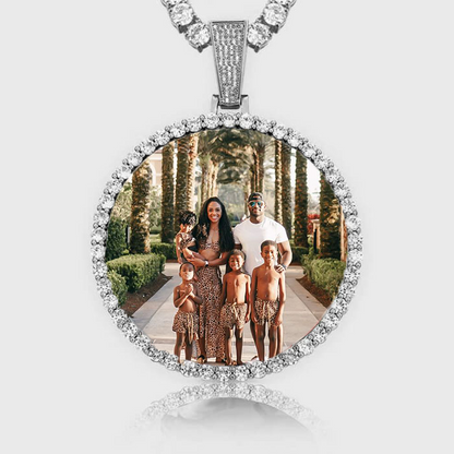 Pendentif Photo Personnalisé Or Blanc