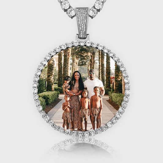 Pendentif Photo Personnalisé Or Blanc