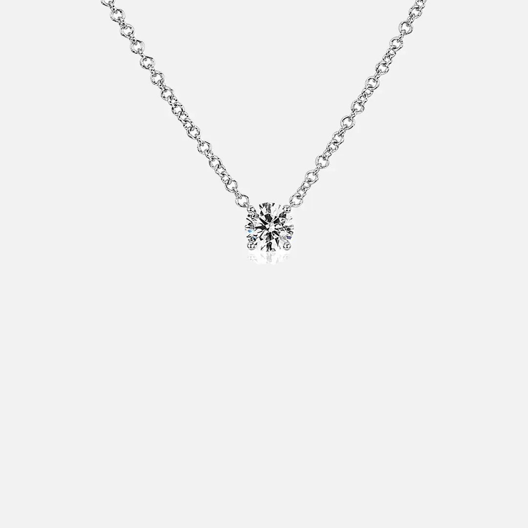 Collier Solitaire Moissanite 2ct Réglable - Vermeil Blanc