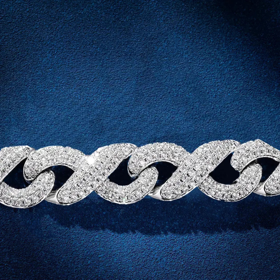 Chaîne Maille Infini Moissanite 10mm Or Vermeil