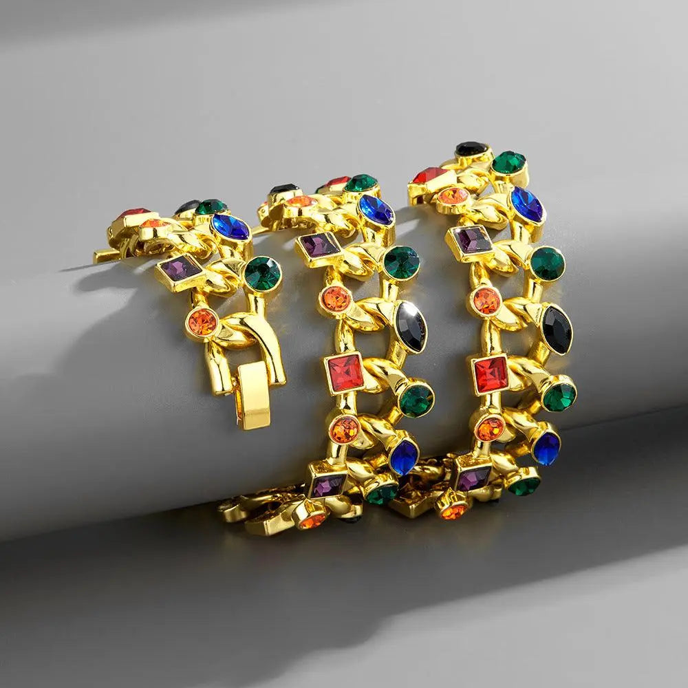 Chaîne Maille Cubaine Pierres 22MM