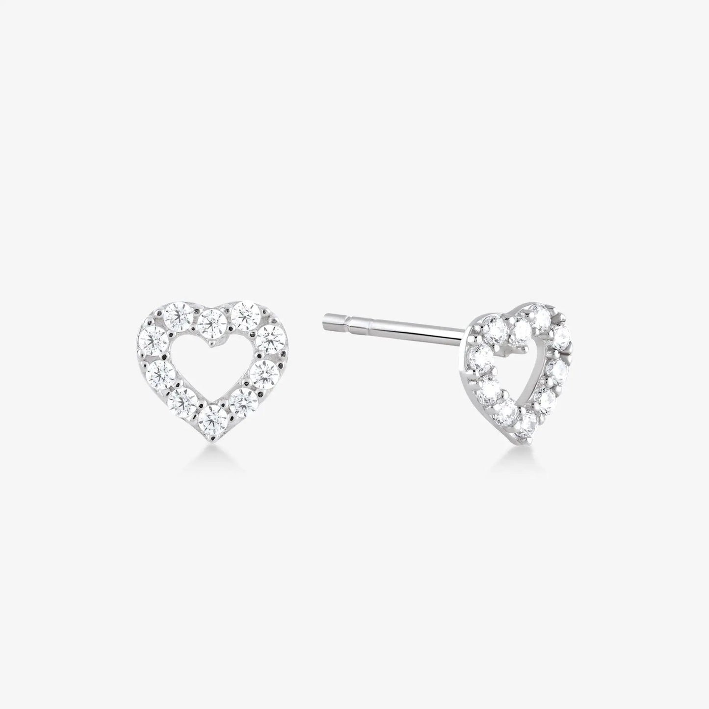 Puce d'Oreille Cœur Contour - Or Blanc