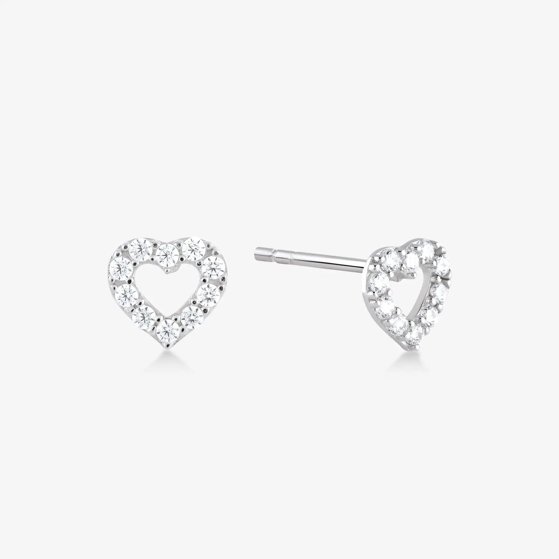 Puce d'Oreille Cœur Contour - Or Blanc