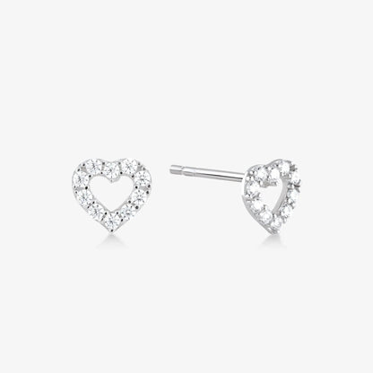 Puce d'Oreille Cœur Contour - Or Blanc