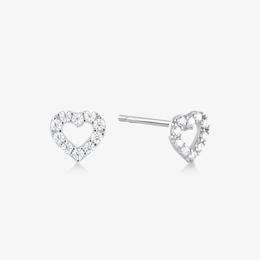 Puce d'Oreille Cœur Contour - Or Blanc