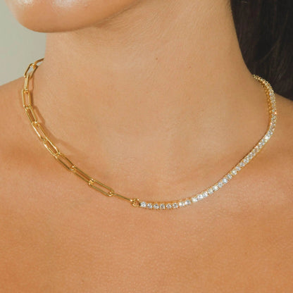 Collier Moitié Tennis Moitié Hermès - Or