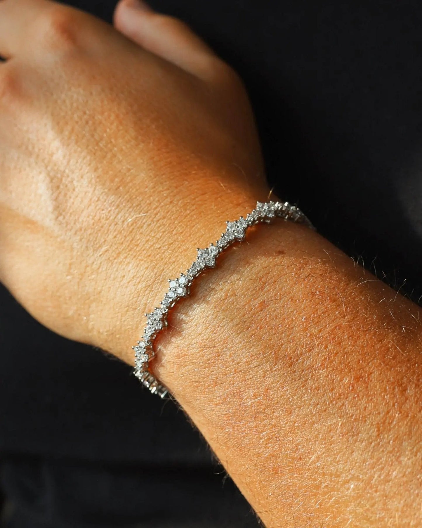 Bracelet Tennis Peigne - Or Blanc