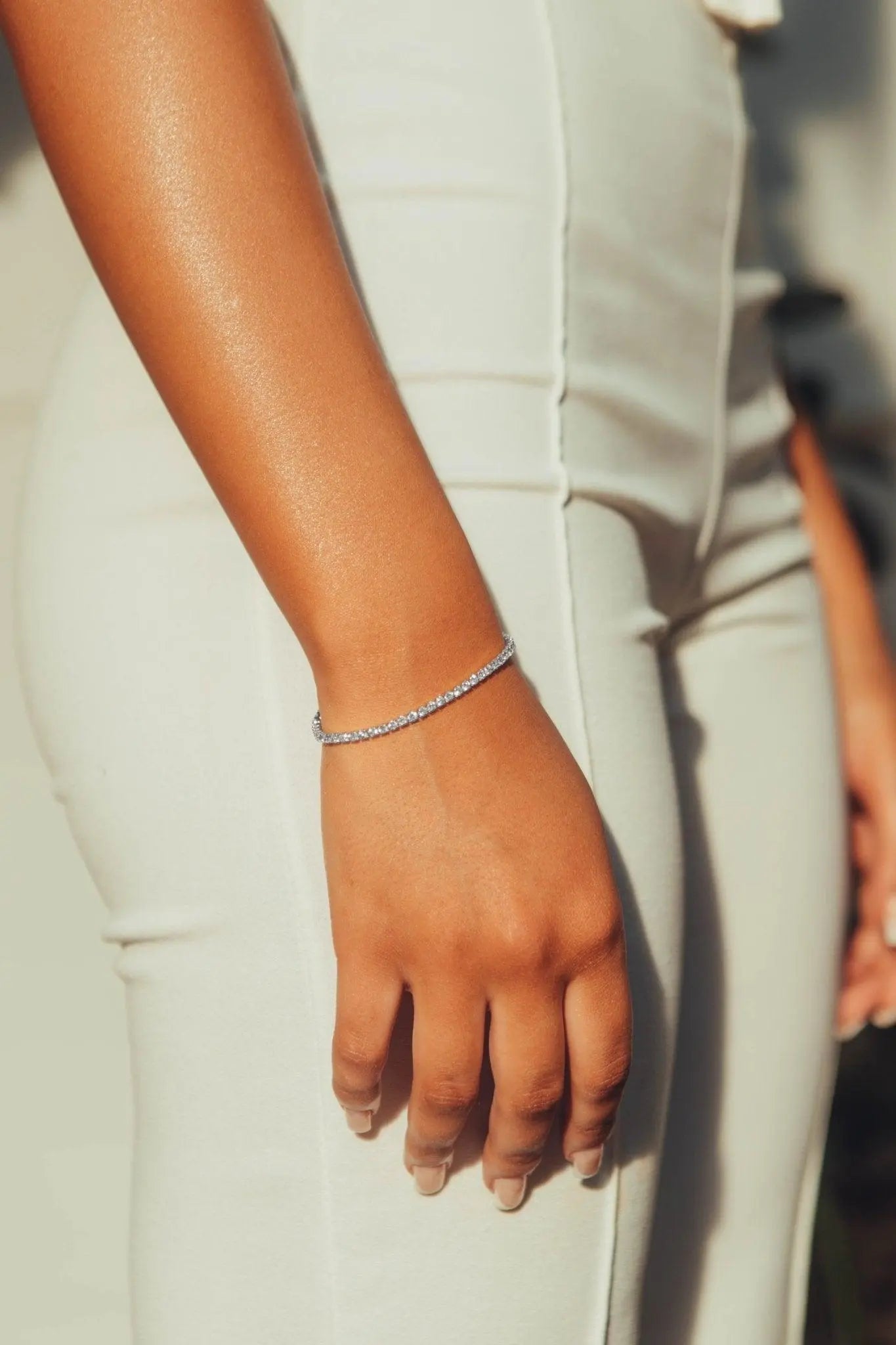 Bracelet Tennis Micro - Or Blanc
