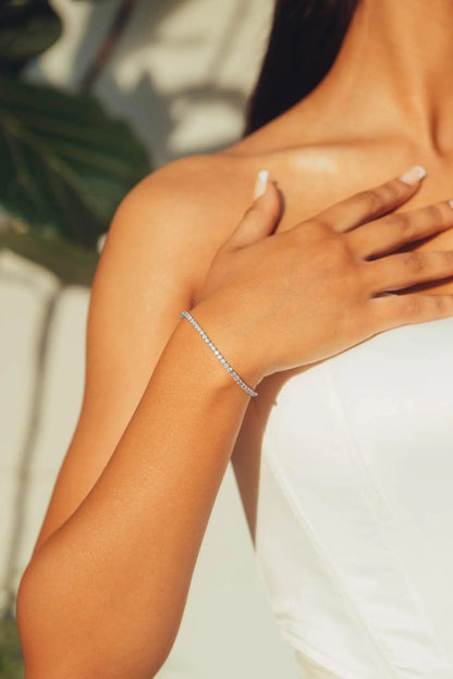 Bracelet Tennis Micro - Or Blanc