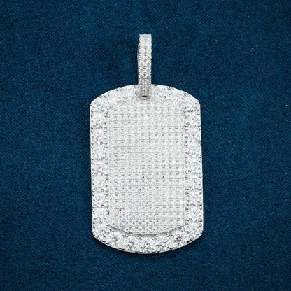 Pendentif Plaque Militaire Moissanite - Vermeil