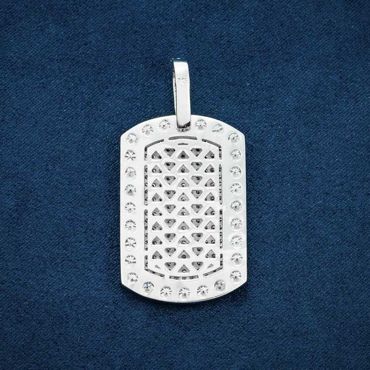 Pendentif Plaque Militaire Moissanite - Vermeil