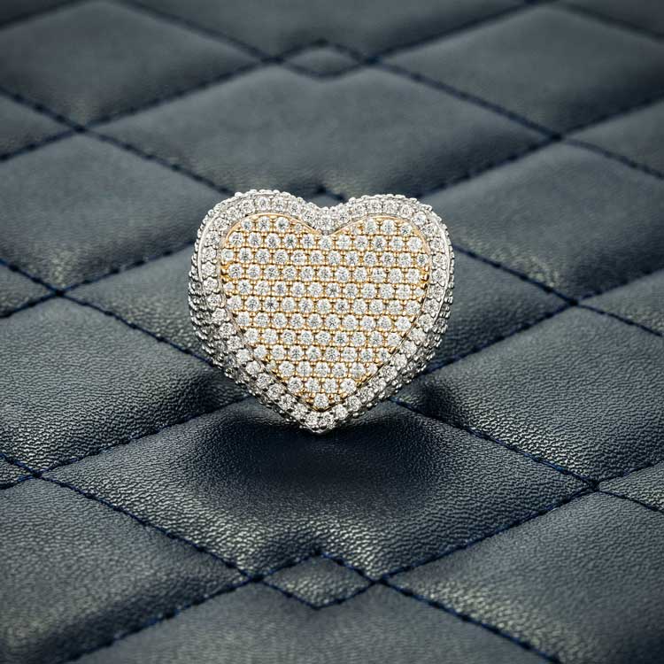Bague Cœur Moissanite Bicolore Or Vermeil