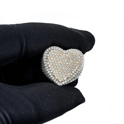 Bague Cœur Moissanite Bicolore Or Vermeil