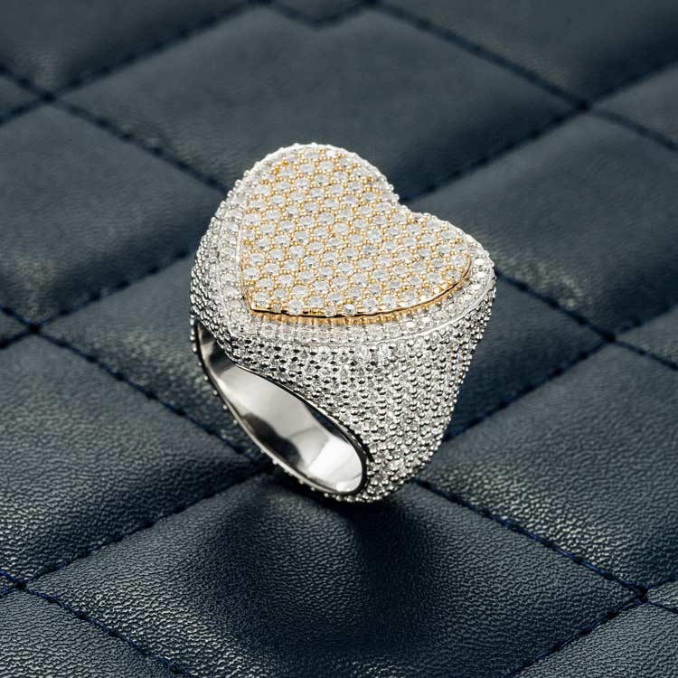 Bague Cœur Moissanite Bicolore Or Vermeil