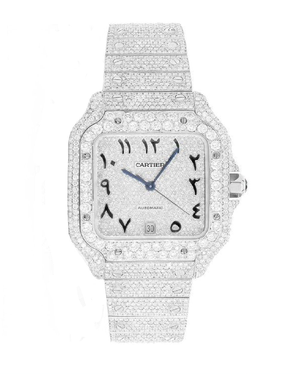 Montre Diamant 40mm - Acier Inoxydable - Cadran Arabe