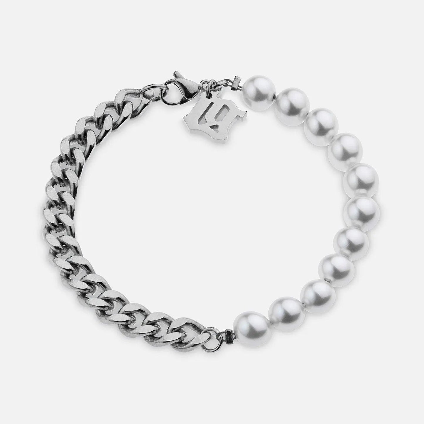 Bracelet Cubain Perle - Or Blanc