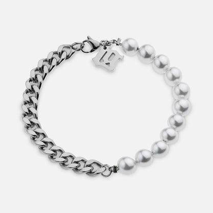 Bracelet Cubain Perle - Or Blanc
