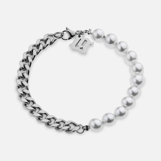 Bracelet Cubain Perle - Or Blanc