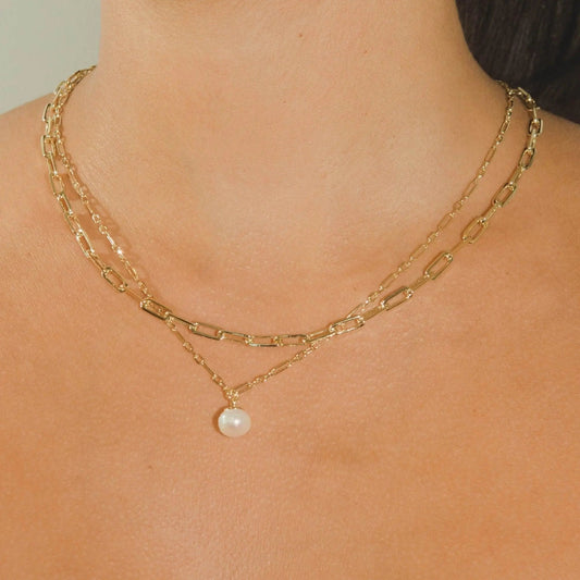 Ensemble Collier Perle et Chaîne Or