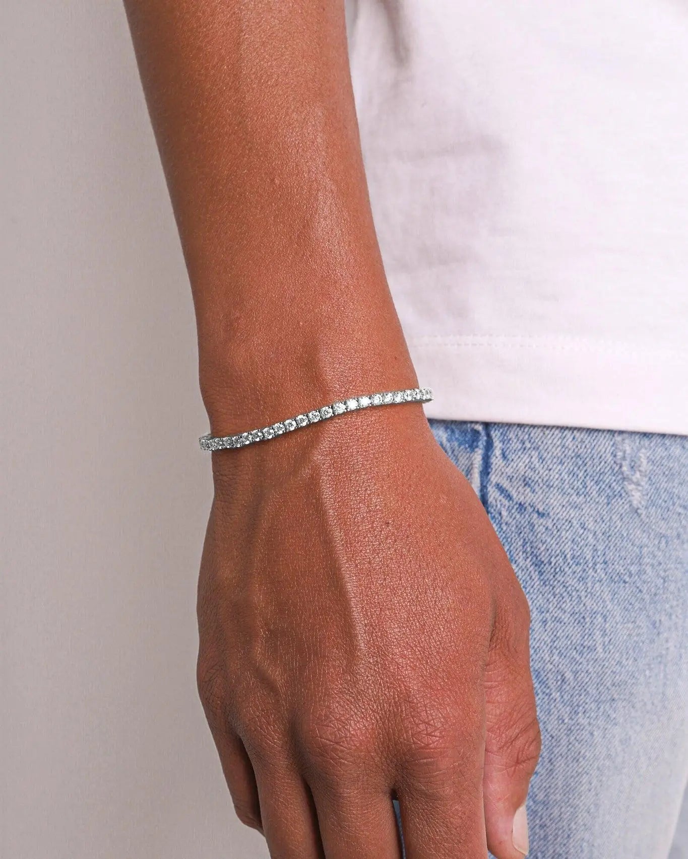 Bracelet Tennis 3MM Or Blanc